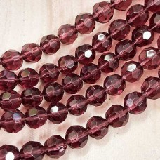 8mm Faceted Glass Round Beads - Medium Purple - Per Strand