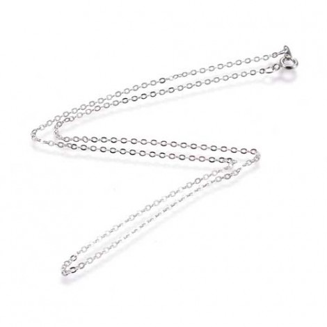 18" (45cm) Platinum Colour Nickel Free Silver 1.5mm Fine Necklace Chain - Pack of 2