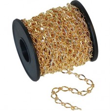 6x8.8mm Gold Plated Hammered Short & Long Link Chain - Per metre