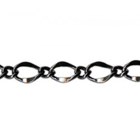 6x8.8mm Gunmetal Hammered Long + Short Curb Chain - Per metre