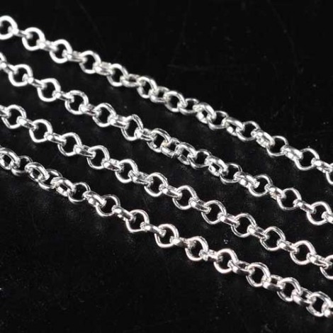 2mm Silver Plated Iron Rolo Unsoldered Cross Chain