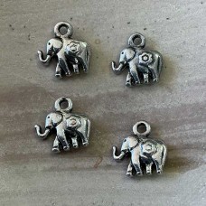 12x14mm Ant Silver Nickel Free Elephant Charms - Pack of 10