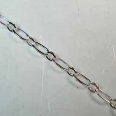 3.3mm Silver Plated Flattened Long & Short Chain - Per metre