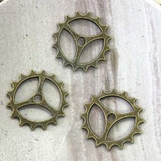 22mm Antique Bronze Pl Alloy Steampunk Gear - Pack of 10