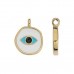 14x18mm 24K NF Gold Plated White Enamelled Evil Eye Charm/Pendant for 1.5mm cord - Each