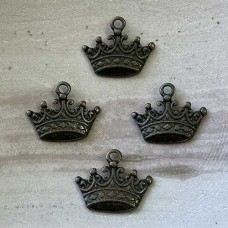 17x13mm Ant Bronze Crown Charm - Pack of 10
