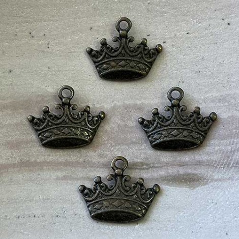 17x13mm Ant Bronze Crown Charm - Pack of 10