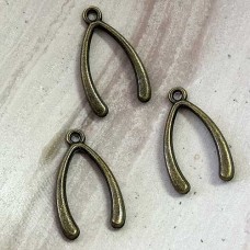 14x24mm Nickel Free Ant Bronze Wishbone Charm - Pack of 10