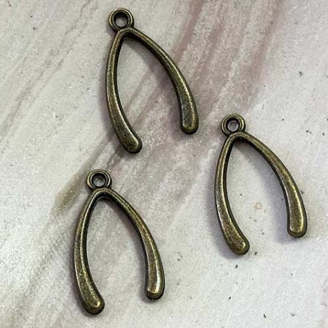 14x24mm Nickel Free Ant Bronze Wishbone Charm - Pack of 10