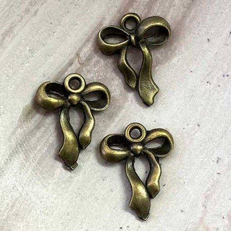 18x23mm Nickel Free Antique Bronze Bow Charm - Pack of 4