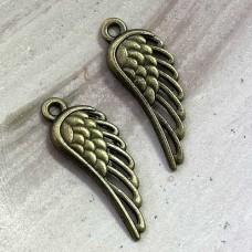 12x33mm Nickel Free Antique Bronze Wing Charm - Pack of 10