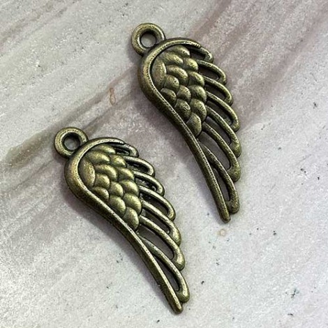 12x33mm Nickel Free Antique Bronze Wing Charm - Pack of 10 12x33mm Nickel Free Antique Bronze Wing Charm - Pack of 10