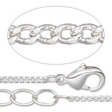 1mm 24in Silver Plated Curb Necklace with Ext Chain
