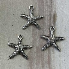 19mm Tibetan Style Ant Silver Starfish Charm - Pack of 10