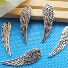 9x29mm Ant Silver Plated Angel Wing Charm-Pendants