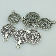 17x22mm Vintage Style Antique Silver Plated Coin Charms