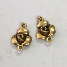 10x14mm Antique Gold Rose Connector Charms - Pack of 2