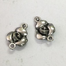 10x14mm Antique Silver Rose Connector Charms - Pack of 2