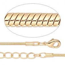 24" 1.5mm Gold Plated Brass Snake Necklace Chains