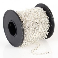 3.4x6.4mm Flattened Long & Short Cable Chain - Silver