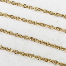 2.0mm 18Kt Gold Plated 316 High Quality Stainless Steel Flat Cable Chain - Per 2 metres