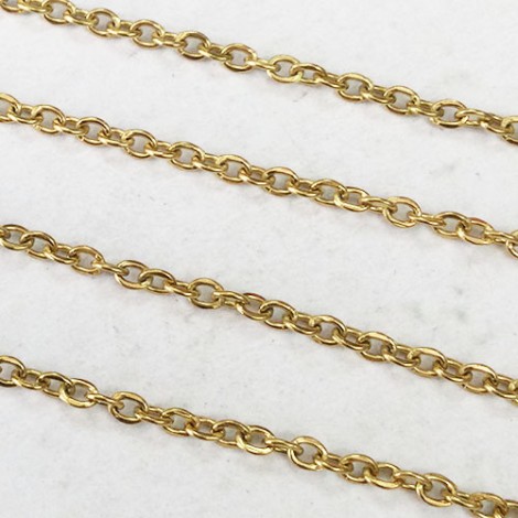 2.0mm 18Kt Gold Plated 316 High Quality Stainless Steel Flat Cable Chain - Per 2 metres