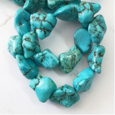 Medium (14-20mm) Teal Blue Magnesite Nugget Beads - Strand