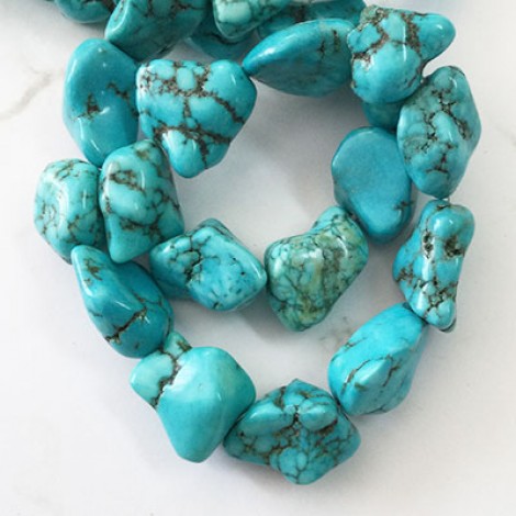 Medium (14-20mm) Teal Blue Magnesite Nugget Beads - Strand