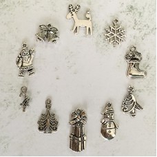 Antique Silver Plated Christmas Charm Mix 2 - 10pc