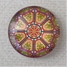 25mm Art Glass Backed Cabochons - Mandala 12 - Each