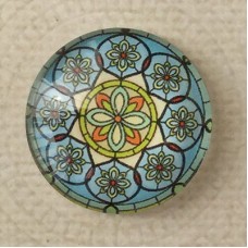 25mm Art Glass Backed Cabochons - Mandala 2