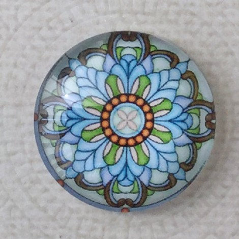 25mm Art Glass Backed Cabochons - Mandala 3 - Each 25mm Art Glass Backed Cabochons - Mandala 3 - Each
