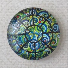 25mm Art Glass Backed Cabochons - Mandala 7 - Each
