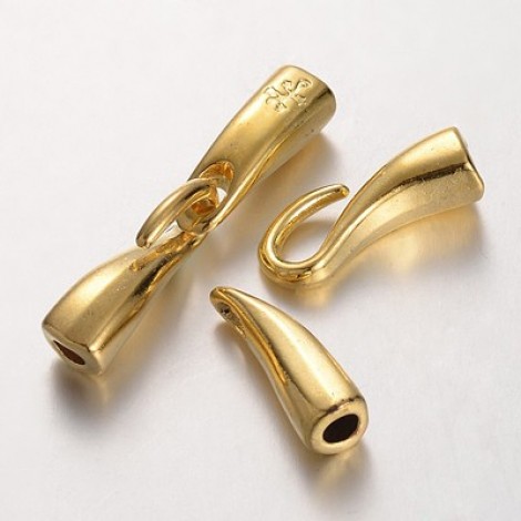 46mm (4.5mm ID) Gold Pl Hook & Eye Clasp/Cord End Caps - Pack of 2