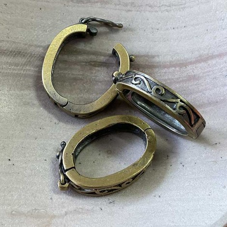 18x27mm Ant Bronze Fancy Hinged Pearl Shortener Clasp - Pack of 2