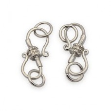 22x10mm Platinum Plated S-Hook Clasps with Rings - Pack of 2 sets