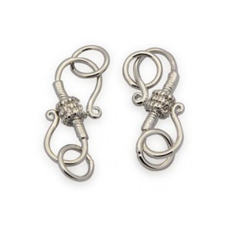 22x10mm Platinum Plated S-Hook Clasps with Rings - Pack of 2 sets