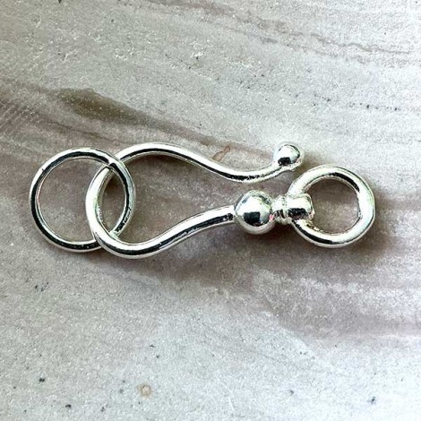 42x13mm Silver Plated Hook & Eye Clasp w/Jumpring - Each