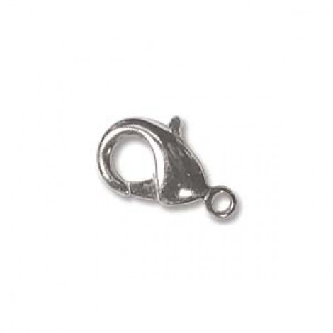 12x6.5mm Bright Silver Plated Brass Lobster Clasps - Pack of 6 12x6.5mm Bright Silver Plated Brass Lobster Clasps - Pack of 6
