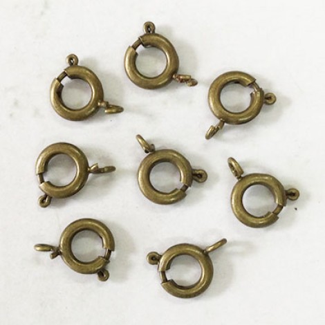 7mm Antique Brass Plated Spring Clasps