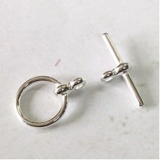 12mm Smooth Bright Silver Plated Toggle Clasps - 2 parts