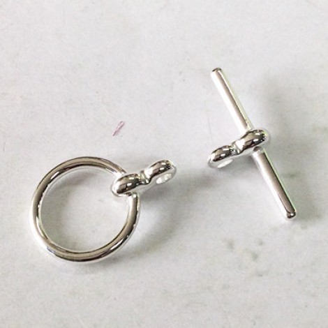 12mm Smooth Bright Silver Plated Toggle Clasps - 2 parts