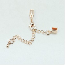 3mm Rose Gold Plated Cord Ends w-Ext Chain & Clasp