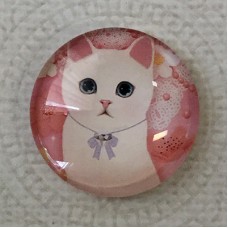 25mm Art Glass Backed Cabochons - Cat Face 19 - Each