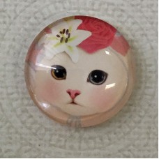 25mm Art Glass Backed Cabochons - Cat Face 20