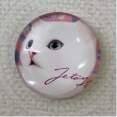 25mm Art Glass Backed Cabochons - Cat Face 21 - Each