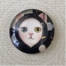 25mm Art Glass Backed Cabochons - Cat Face 8