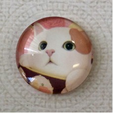 25mm Art Glass Backed Cabochons - Cat Face 11