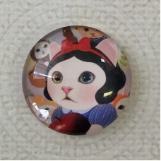 25mm Art Glass Backed Cabochons - Cat Face 14 - Each