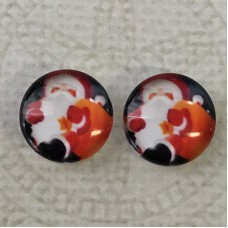 12mm Art Glass Cabochon - Santa and his Sack - Per Pair